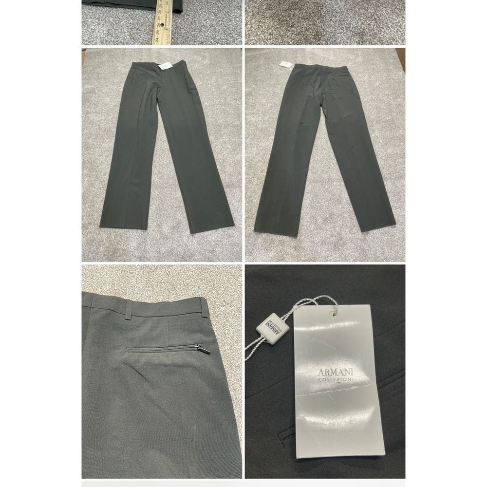 ARMANI collezioni dress pants mens sz 36 olive flat front made in Italy nwt $215